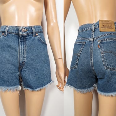 Vintage 90s Levis Denim Cut Off Shorts Made In USA Size 28/29 Waist 
