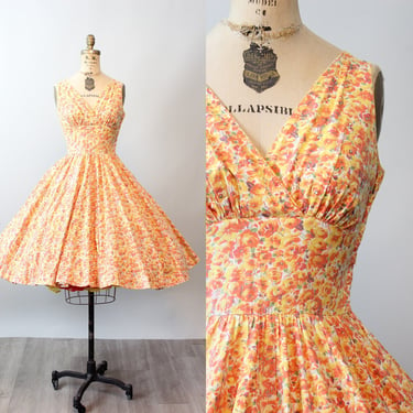 1950s PaNSY and ROSE cotton print rhinestone dress xs | new spring 