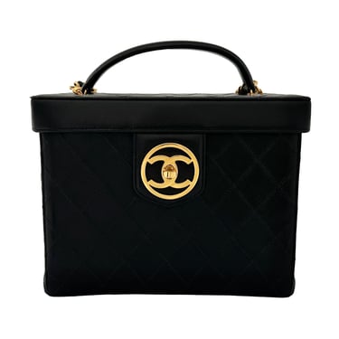 Chanel Black 2-Way Quilted Vanity Bag