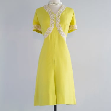 Brilliant 1960's Lemon Yellow Linen Dress By Vera | Xtabay Vintage -  Portland, OR | ATTIC