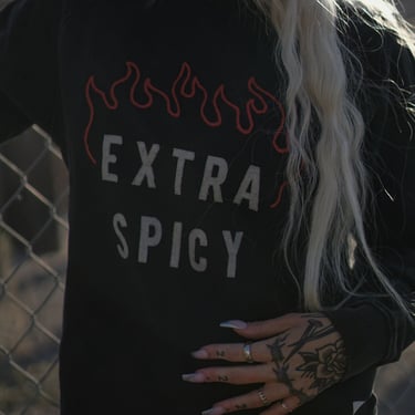 Extra Spicy Crewneck | Chainstitch Embroidery and Felt Vintage Style Hemp Cotton Sweatshirt | Foodie Gift 