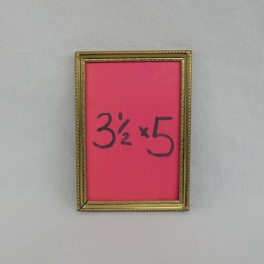 Vintage Picture Frame - Gold Tone Metal w/ Glass - Holds 3 1/2
