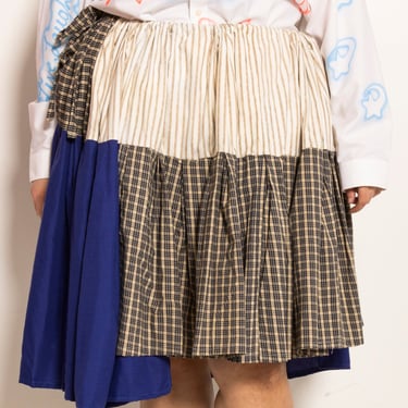 makmak - Blue Plaid Asymmetrical Skirt (S-5X)