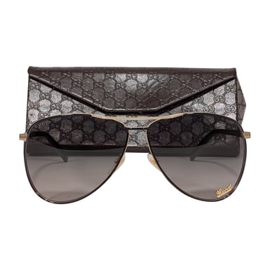 Gucci - Black & Gold Aviator Sunglasses