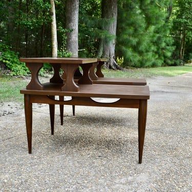 Pair of Mid Century Modern end step tables side tables 