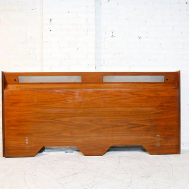 Vintage mcm walnut queen size headboard with reading lights | Free delivery in NYC and Hudson Valley areas 