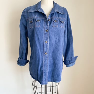 Vintage 1970s Denim Shirt Jacket / S-M 