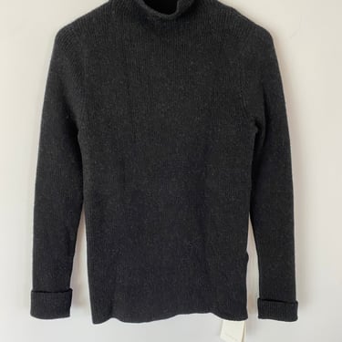 Rib Mockneck Black Melange