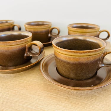 Vintage Mid Century Modern Mikasa Potters Art Ben Seibel Design Coffee Mug Cup and Saucer - Set of 8 - 18 total pieces 