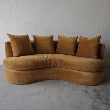 Vintage Curved Pillow Back Mohair Sofa 