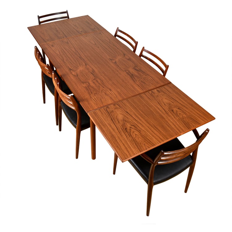 Stunning 49” Danish Modern Teak Dining Table Expandable to 90”