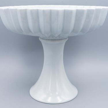 Royal Haeger Grey Pedestal Bowl R1729 | Vintage Ceramic Centerpiece Fruit Bowl Dessert Plate Raised Planter 