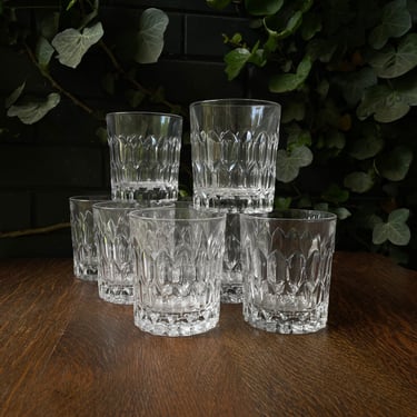 8 Crystal Whiskey Glasses Hi-Ball Bar Glass Set 8 Vintage Mid-Century 