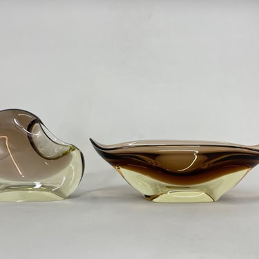 Set of Art Glass Bowl and Ashtray by designer Josef Cvrček, 1960's 