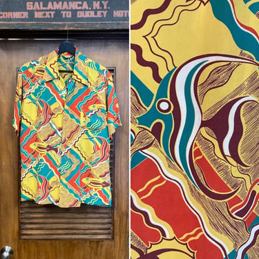 トップス Vintage Kamehameha HawaiianShirt Vintage 1940's Original “Kamehameha” Underwater Fish Silky Rayon