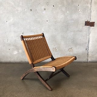 Mid Century Hans Wegner Style Rope Folding Chair