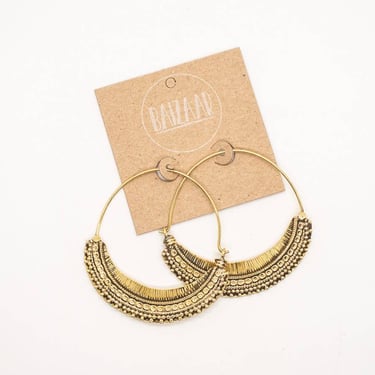 Brass Decorated Hoop Earring