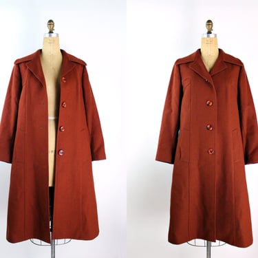 60s Terra Cotta Wool Coat / Vintage Beau Brem Coat /Vintage Wool Coat / 1960s / Size S/M /Poland/ FREE US SHIPPING 