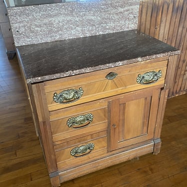 3 Drawer 1 Door Small Dresser w Marble Top