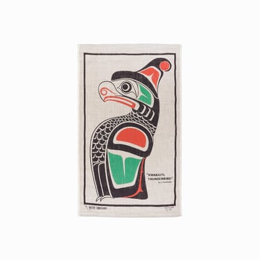 Native Canadiana Linen Towel D. Harper Vintage Northwest Formline Art Print Kwakiutl Thunderbird 