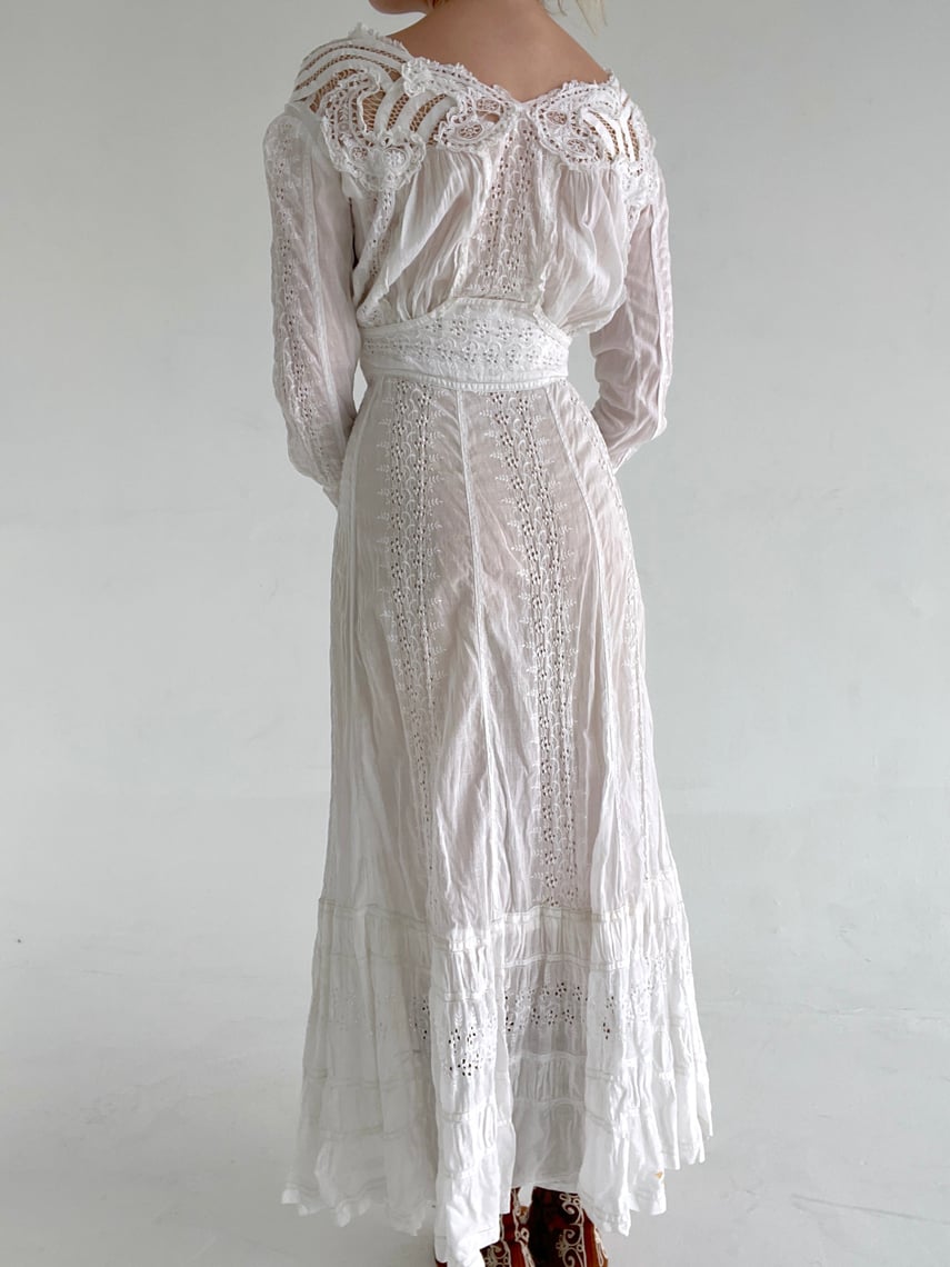 Victorian White Cotton Lawn Dress | Eveliina Vintage | Miami, FL
