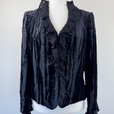 1990s Peter Martin Black Velvet Burnout Jacket 