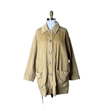 Vintage Harve Benard Tan Wide Wale Corduroy Chore Coat Barn Jacket Pockets, 16W 