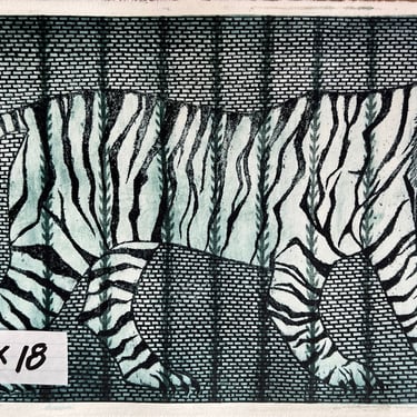 Mitsushige Nishiwaki 11" x 18" Tiger intaglio Etching