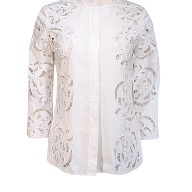 Theory - White Embroidered Poplin Shirt Sz S