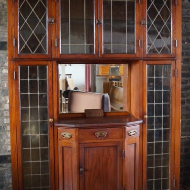 Built In Cabinet w 6 Leaded Glass Doors