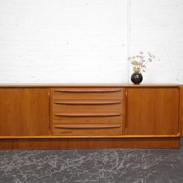 Vintage MCM Scandinavian teak Bernhard Pedersen & Son Denmark tambour door credenza | Free delivery only in NYC and Hudson Valley areas 