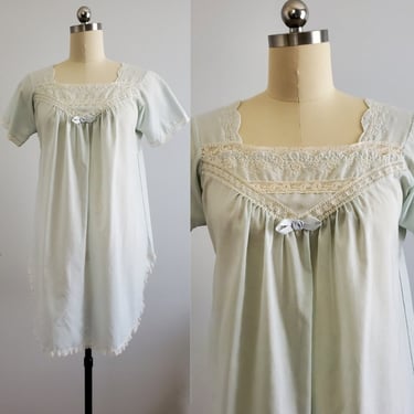 1970s Christian Dior Nightgown With Lace Trim - 60s Loungewear - 60s Women's Vintage Size Medium 