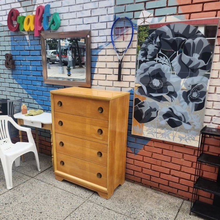 Art Deco Four Drawer Chest. 18x32x47" tall. 