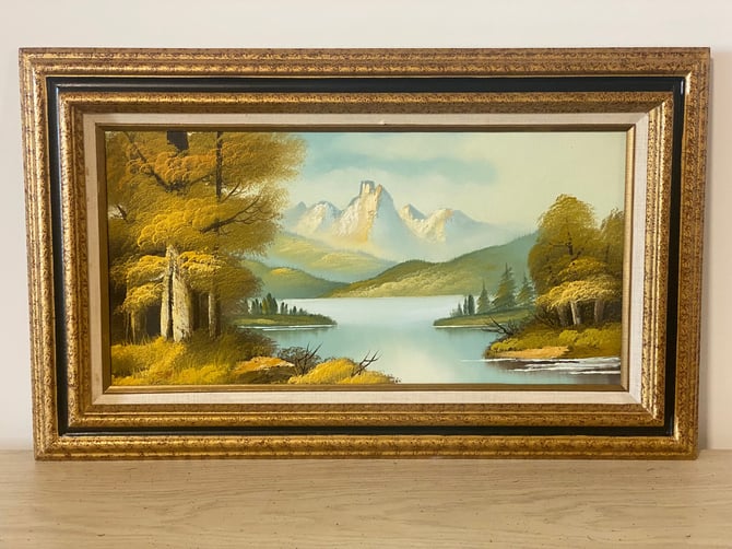 Vintage Signed S. Hills Oil on Canvas Landscape Painting Prima