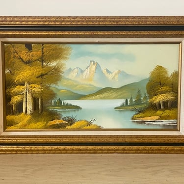 Vintage Signed S. Hills Oil on Canvas Landscape Painting 