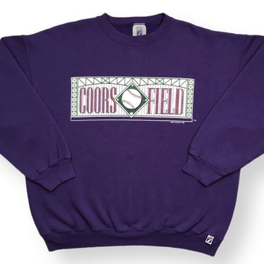 Vintage 1994 Logo 7 Coors Field Colorado Baseball Stadium Inaugural Crewneck Sweatshirt Pullover Size XL/XXL 