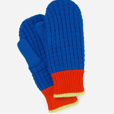 Verloop - Blue Waffle Knit Mittens