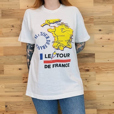 Vintage 1981 Le Tour de France Cyclist Bike Race Souvenir Tee Shirt T-Shirt 