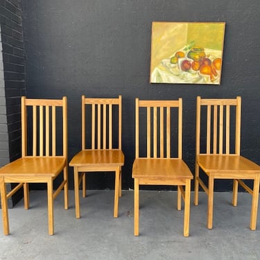 Oak Dining Chairs \/ Set of 4