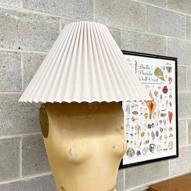 Vintage Lamp Shade Retro 1990s Contemporary + Coolie + Scalloped Shaped + Off White + Crimped + Mood Lighting + Home Decor 