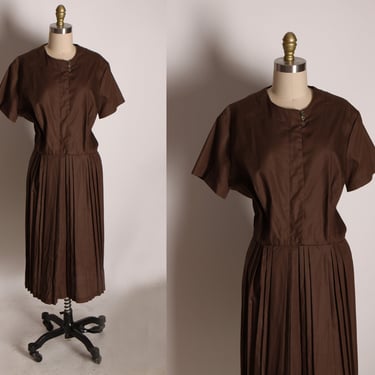 1950s Chocolate Brown Short Sleeve Button Up Shirtdress Plus Size Volup Dress by Georgia Griffin Fashions -2XL 