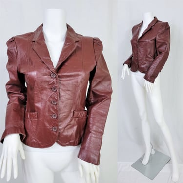 Foxmoor 1970's Raisin Brown Cropped Leather Jacket I Coat I Sz Sm I Biker Babe I Rocker 