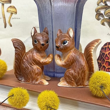 Vintage Salt and Pepper Shakers Retro 1960s Mid Century + Brown Squirrels + Artmark + Handpainted + Set of 2 + Spice Storage + Made in Japan 