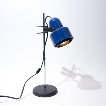 Vintage Retro Adjustable Desk Task Lamp Swedish Fagerhult Style Blue Shade 