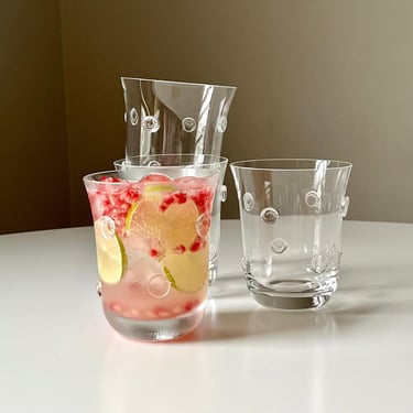 Vintage Old Fashioned Glasses with a Raised Dot Pattern (Set of 4) 