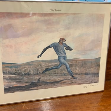 1970s Signed Ernie Barnes “The Runner” Lithograph 