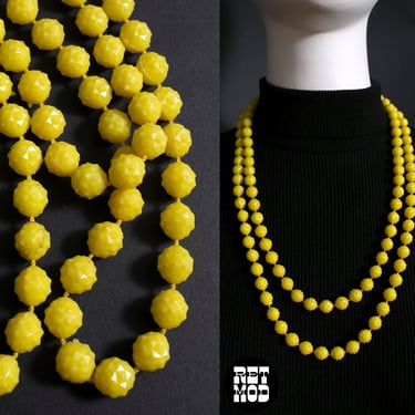 Unique Spiky Bead Yellow Extra Long Necklace - Can be worn doubled or long 