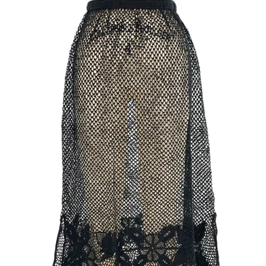 Black Net Crochet Midi Skirt