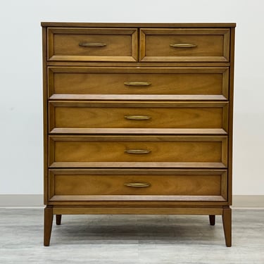 Mid-Century Modern Walnut 5-Dr Dresser / Chest ~ By Dixie Furniture (SHIPPING NOT FREE) 