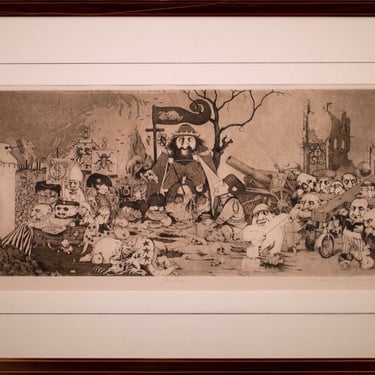 Charles Bragg Asylum #266 Signed Contemporary Etching on Paper XCI/C Framed 1972 